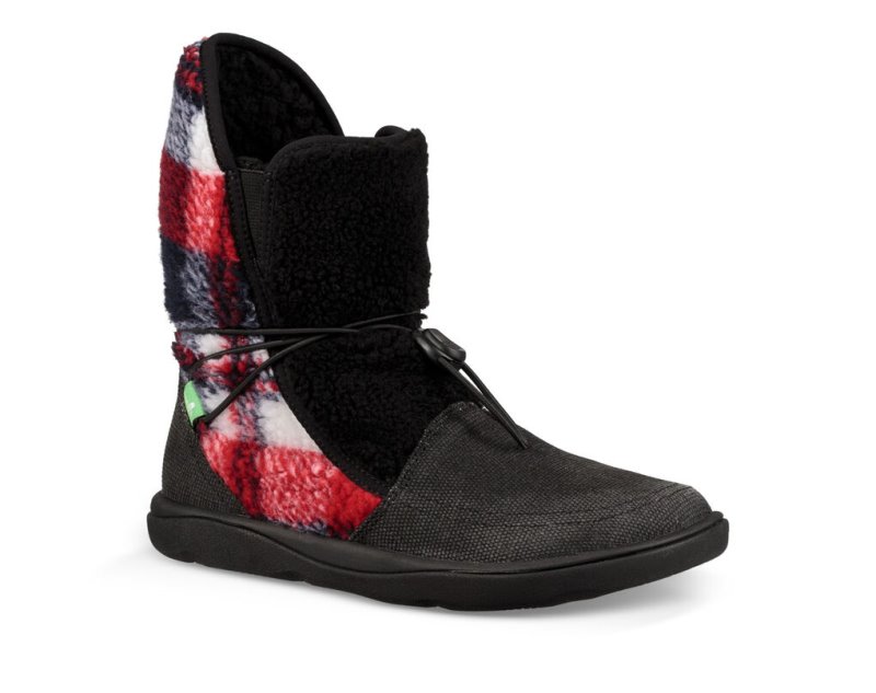 Sanuk Womens Tripper Flurry Black Boots | UGJMLS532